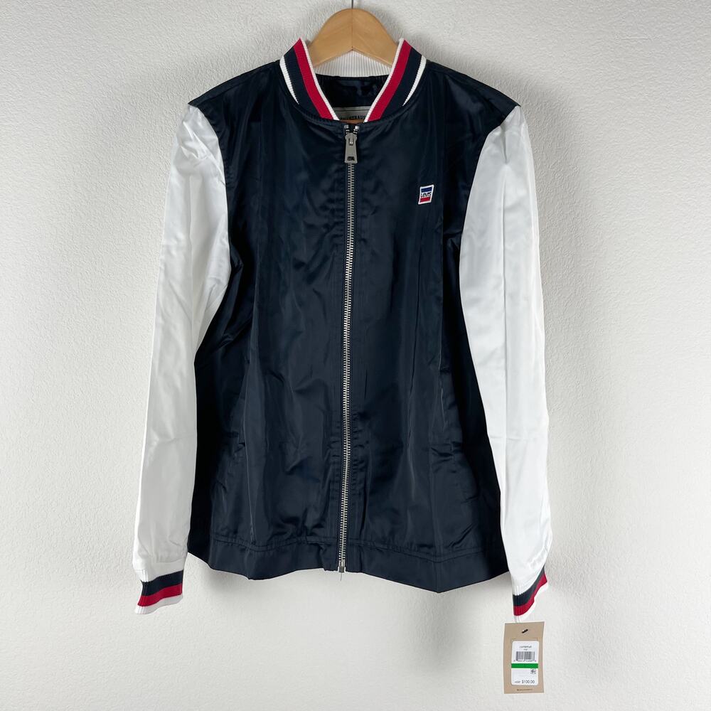 Levi's Bomber Jacket Womens Large Full‎ Zip Sporty Logo 80s Retro Bold NWT